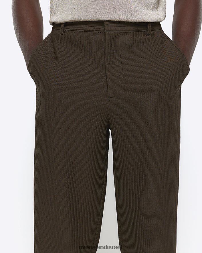 לבוש River Island מכנסיים חכמים של plisse מחודדים חָקִי גברים BDZ4082375