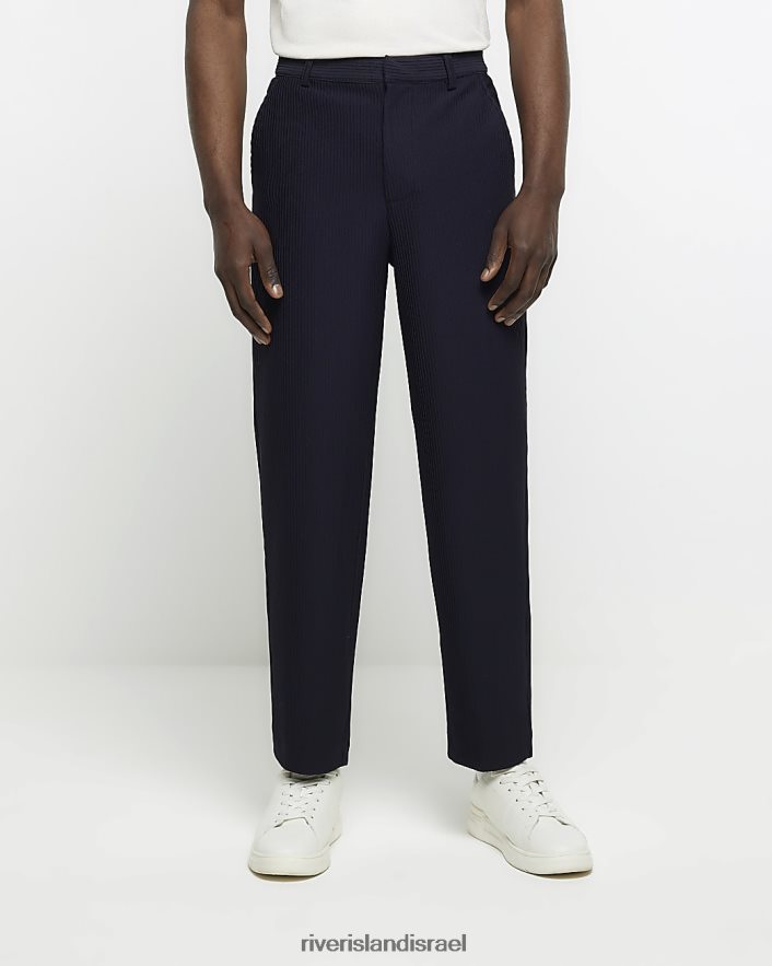 לבוש River Island מכנסיים חכמים של plisse מחודדים חיל הים גברים BDZ4082376