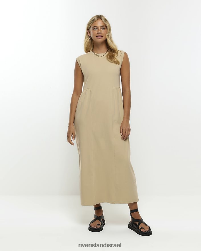 לבוש River Island שמלת מידי של plisse חום נשים BDZ4084609