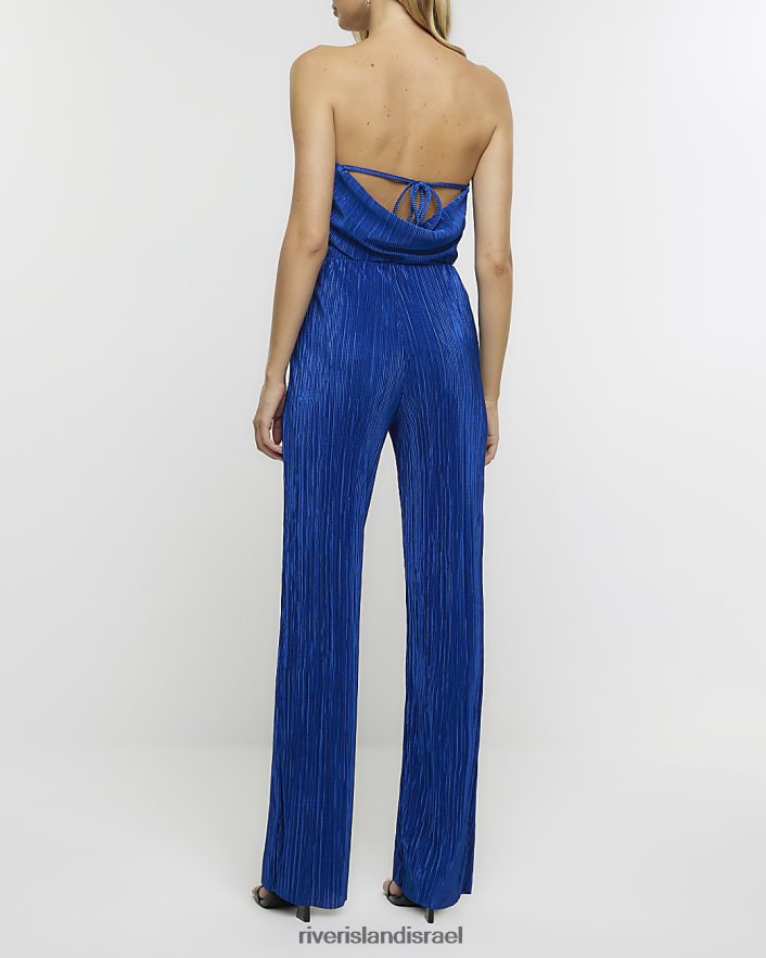 לבוש River Island מכנסיים מתרחבים של plisse כְּחוֹל נשים BDZ408888