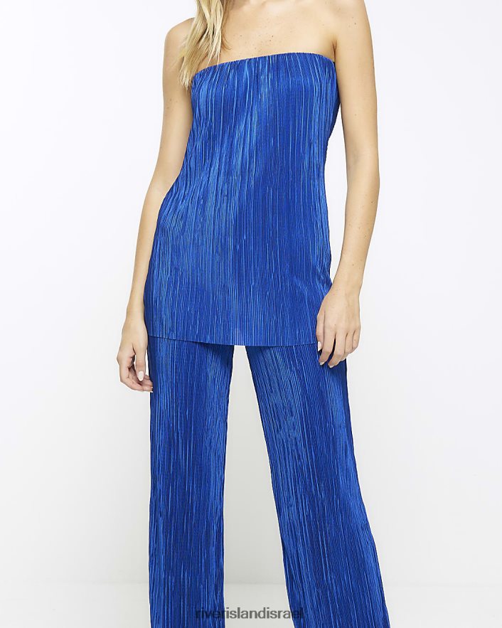 לבוש River Island מכנסיים מתרחבים של plisse כְּחוֹל נשים BDZ408888