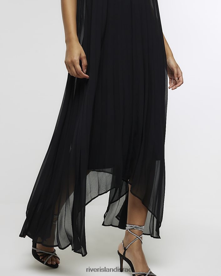 לבוש River Island שמלת מידי של plisse choker שָׁחוֹר נשים BDZ408852