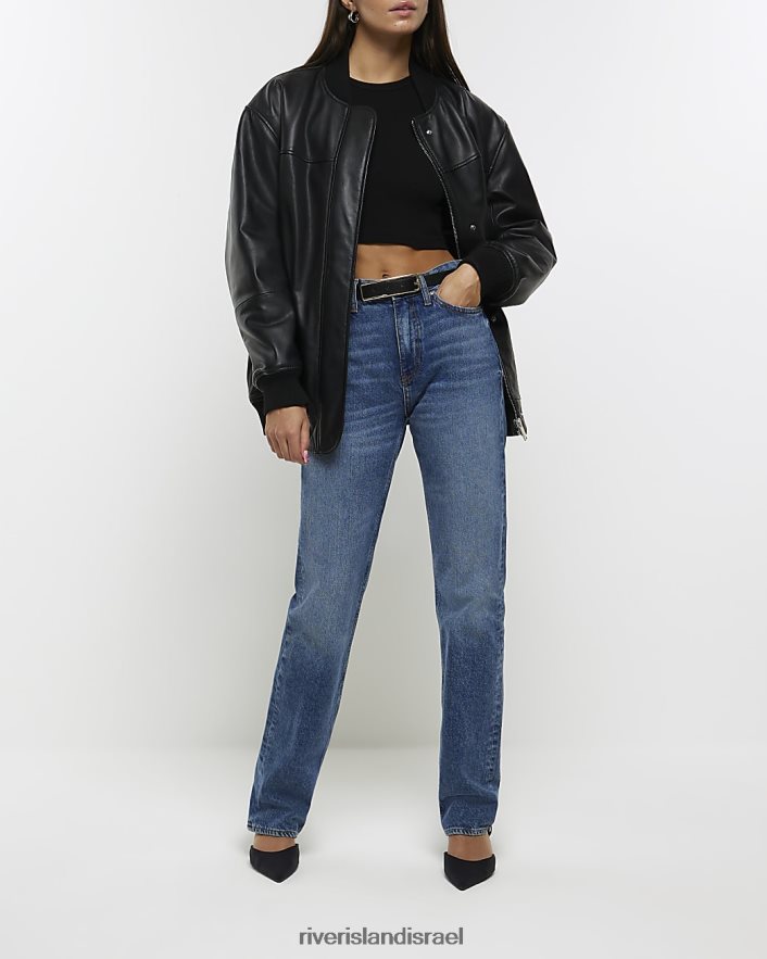 לבוש River Island גופיית racer crop שָׁחוֹר נשים BDZ4081107