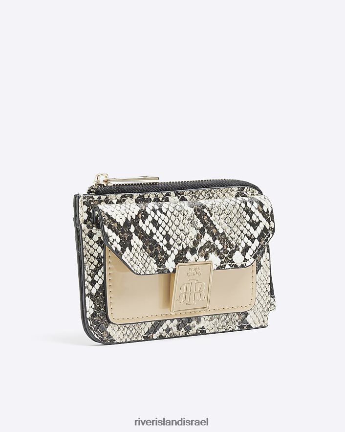 אביזרים River Island מחזיק כרטיס מונוגרמה של נחש ri חום נשים BDZ4081206