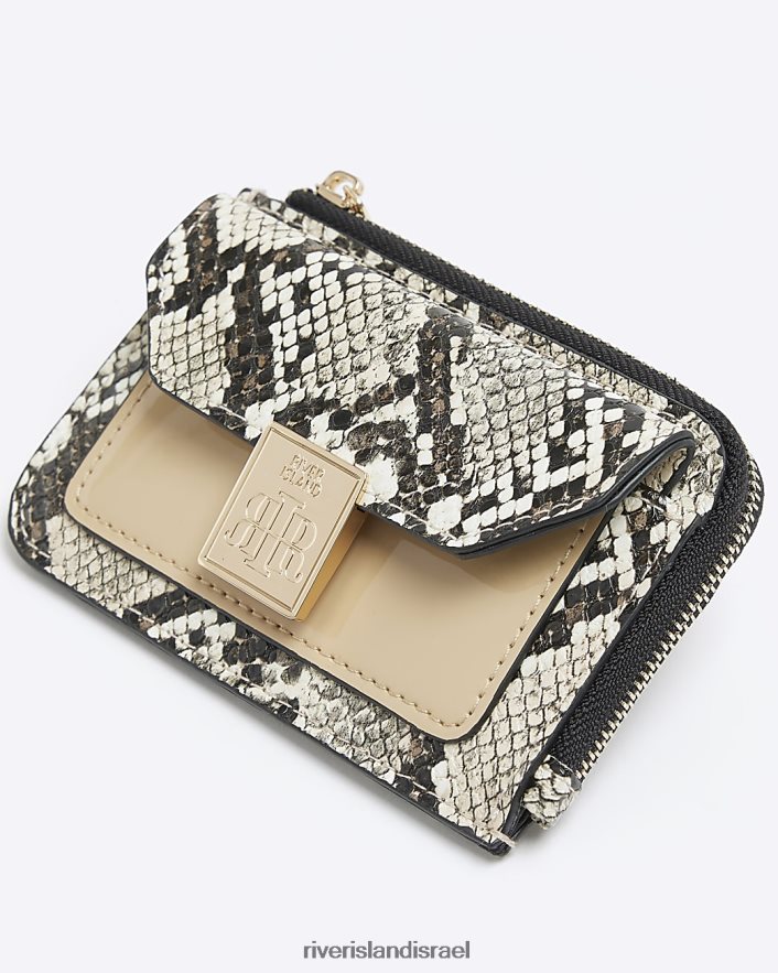 אביזרים River Island מחזיק כרטיס מונוגרמה של נחש ri חום נשים BDZ4081206