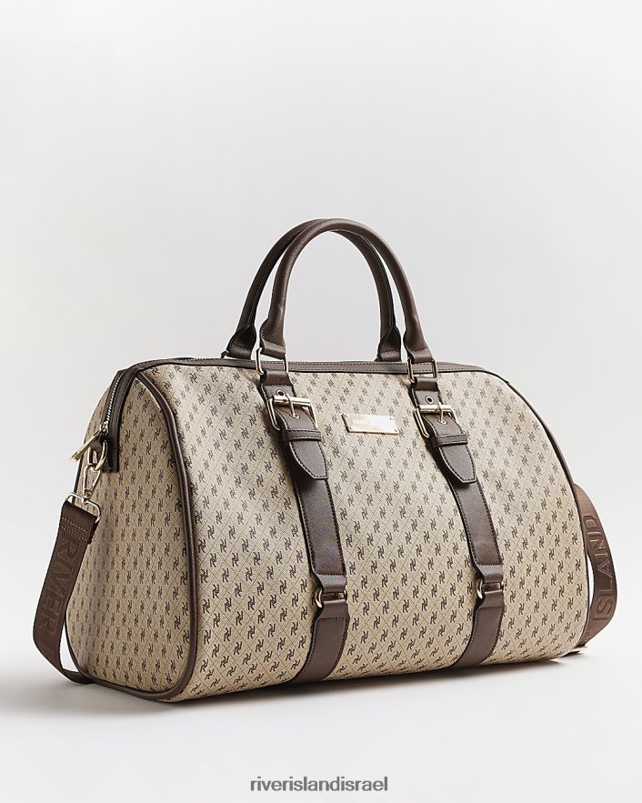 אביזרים River Island תיק נסיעות חבית מונוגרמה ri בז' נשים BDZ4081286