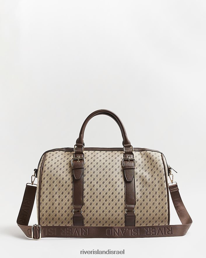 אביזרים River Island תיק נסיעות חבית מונוגרמה ri בז' נשים BDZ4081286