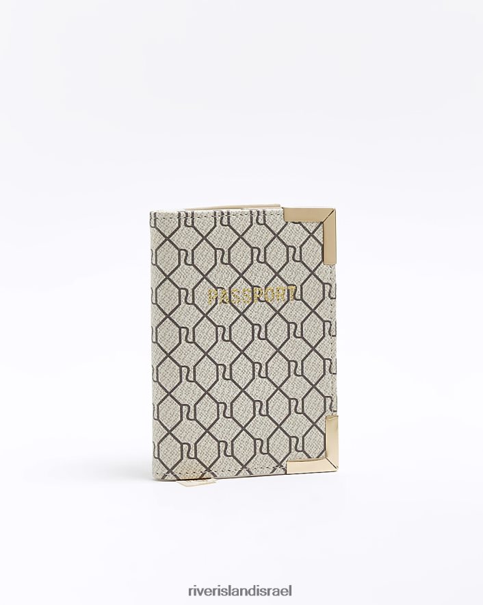 אביזרים River Island כיסוי דרכון מונוגרמה ri בז' נשים BDZ4081443