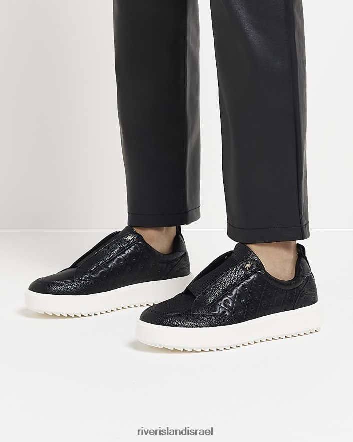 הַנעָלָה River Island נעלי בלט מונוגרמה ri שָׁחוֹר נשים BDZ4081547