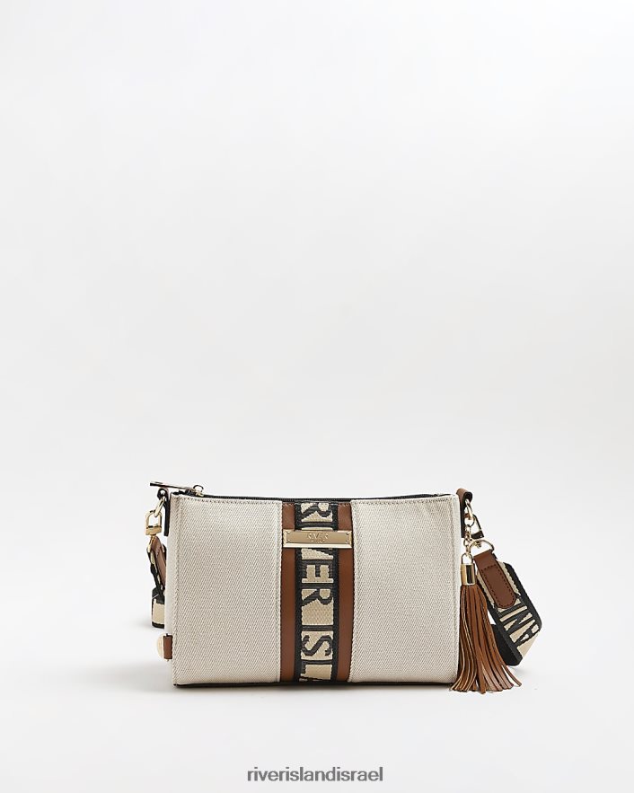 אביזרים River Island ri מונוגרמה תיק צולב גוף בז' נשים BDZ4081886