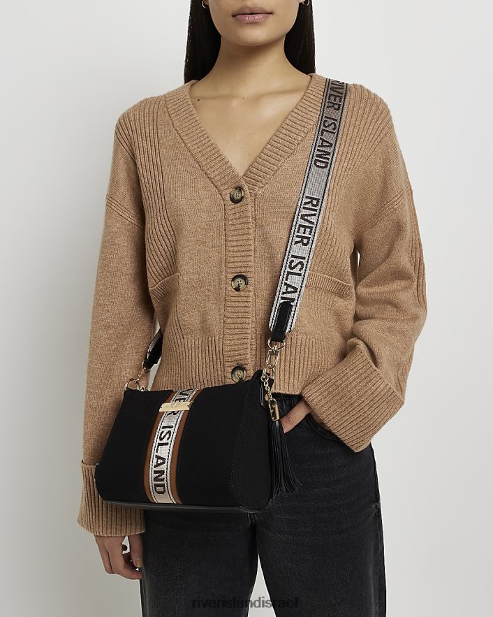 אביזרים River Island ri מונוגרמה תיק צולב גוף שָׁחוֹר נשים BDZ4081887