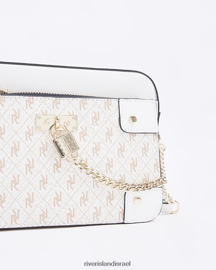 אביזרים River Island תיק קרוס גוף מנעול מונוגרם ri לבן נשים BDZ4081932