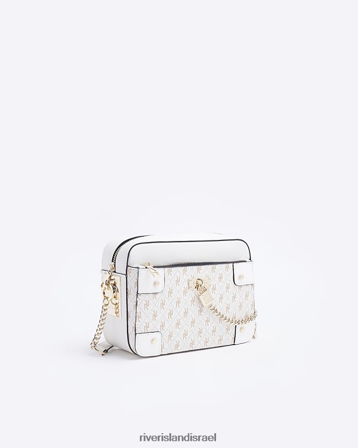 אביזרים River Island תיק קרוס גוף מנעול מונוגרם ri לבן נשים BDZ4081932