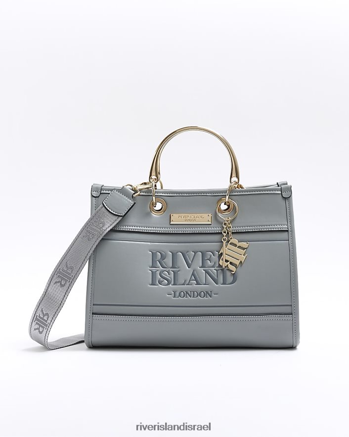 אביזרים River Island תיק ri מובלט אפור נשים BDZ4083794
