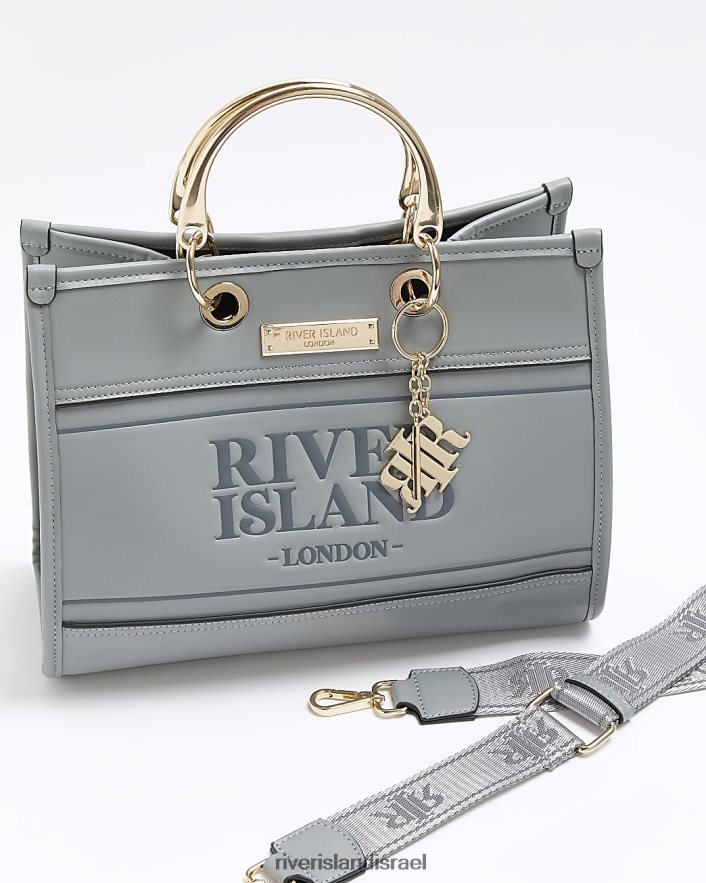 אביזרים River Island תיק ri מובלט אפור נשים BDZ4083794
