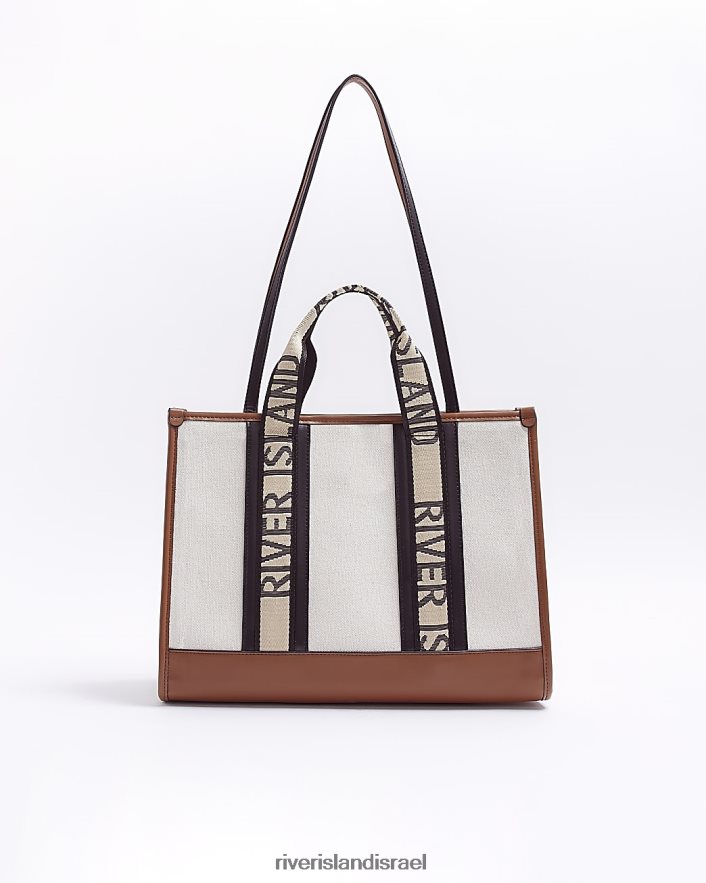 אביזרים River Island תיק קנווס ri בז' נשים BDZ4083819