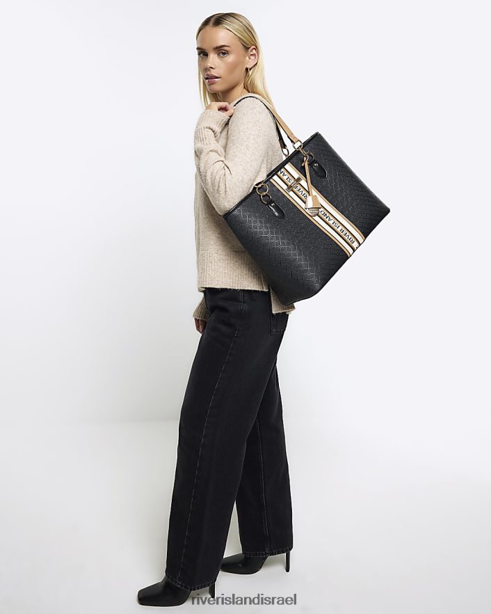 אביזרים River Island תיק קניות מונוגרמה ri שָׁחוֹר נשים BDZ4083821