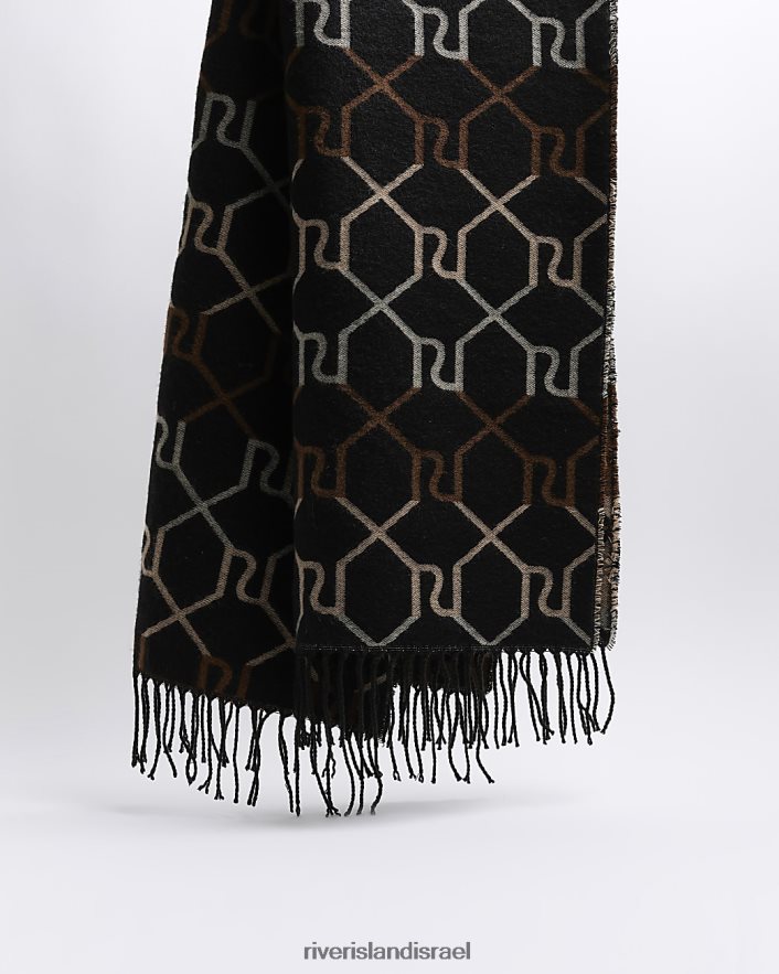 אביזרים River Island צעיף מונוגרם ri שָׁחוֹר נשים BDZ4084368