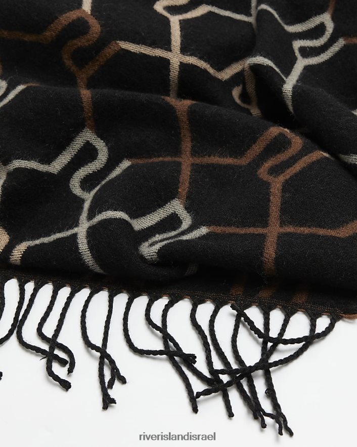 אביזרים River Island צעיף מונוגרם ri שָׁחוֹר נשים BDZ4084368