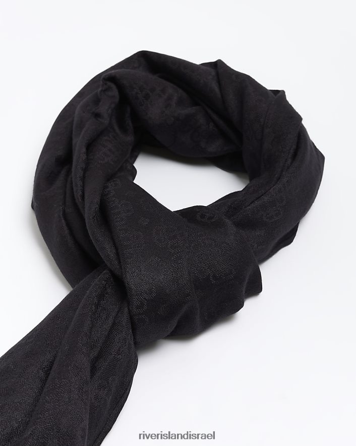 אביזרים River Island צעיף מונוגרמה ri שָׁחוֹר נשים BDZ4084457