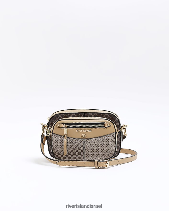 אביזרים River Island ri מונוגרמה תיק צולב גוף חום נשים BDZ4084486