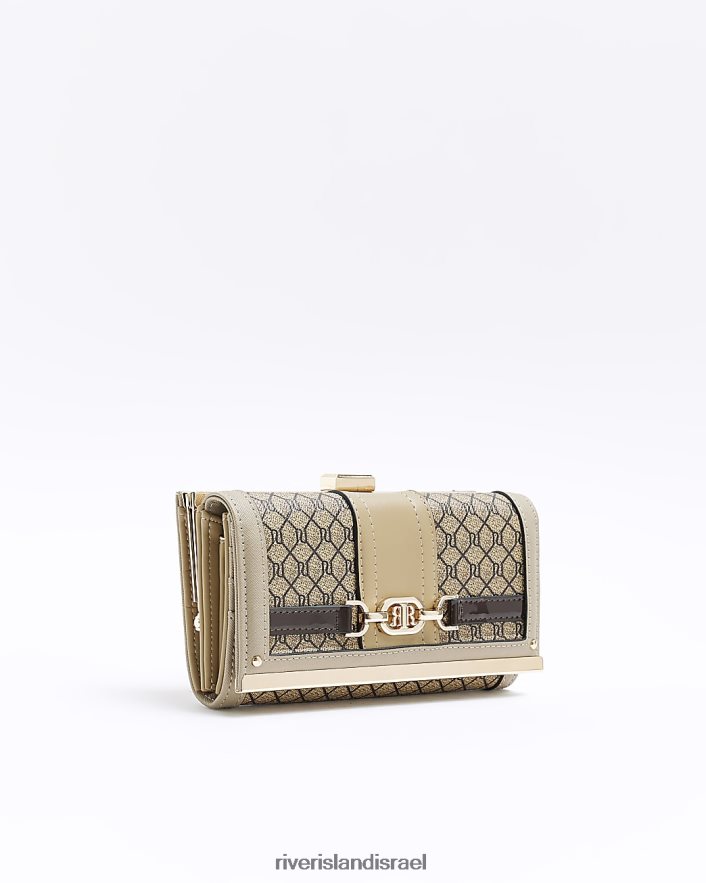 אביזרים River Island ארנק קליפ עליון מונוגרמה ri חום נשים BDZ408490