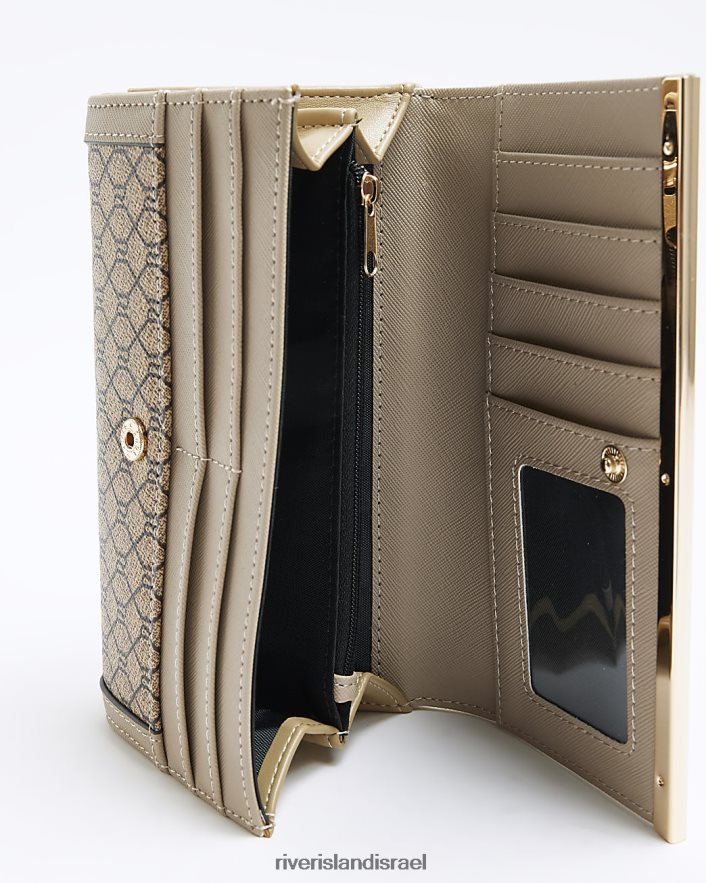 אביזרים River Island ארנק קליפ עליון מונוגרמה ri חום נשים BDZ408490