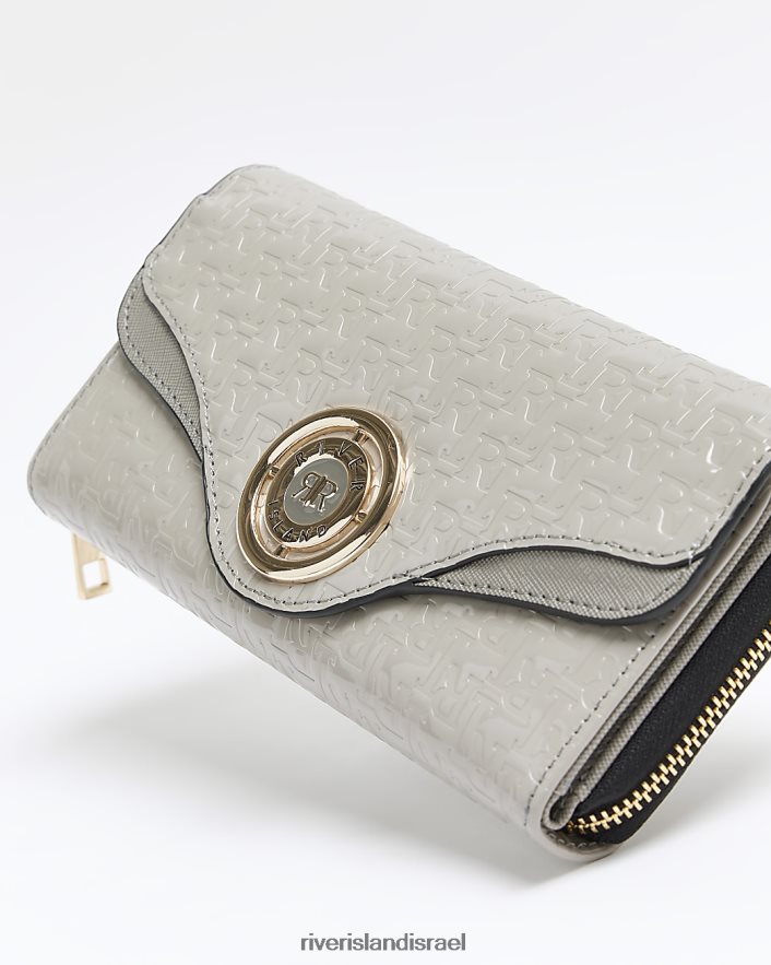 אביזרים River Island ארנק בולט מונוגרמה ri אפור נשים BDZ408845