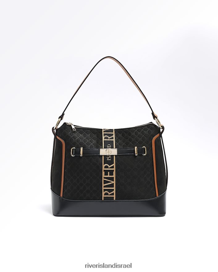 אביזרים River Island תיק כתף מונוגרמה ri שָׁחוֹר נשים BDZ408912