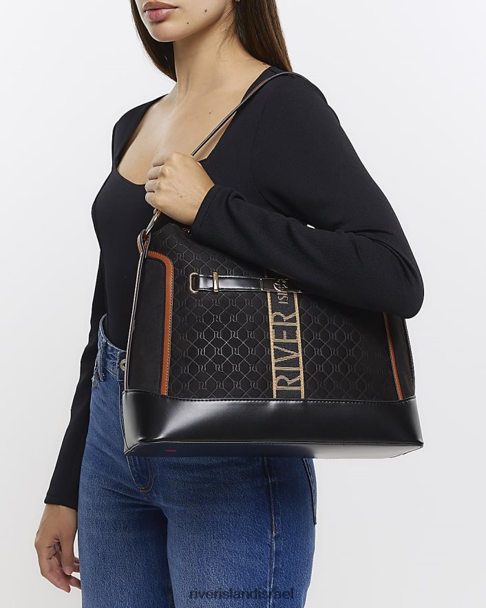אביזרים River Island תיק כתף מונוגרמה ri שָׁחוֹר נשים BDZ408912