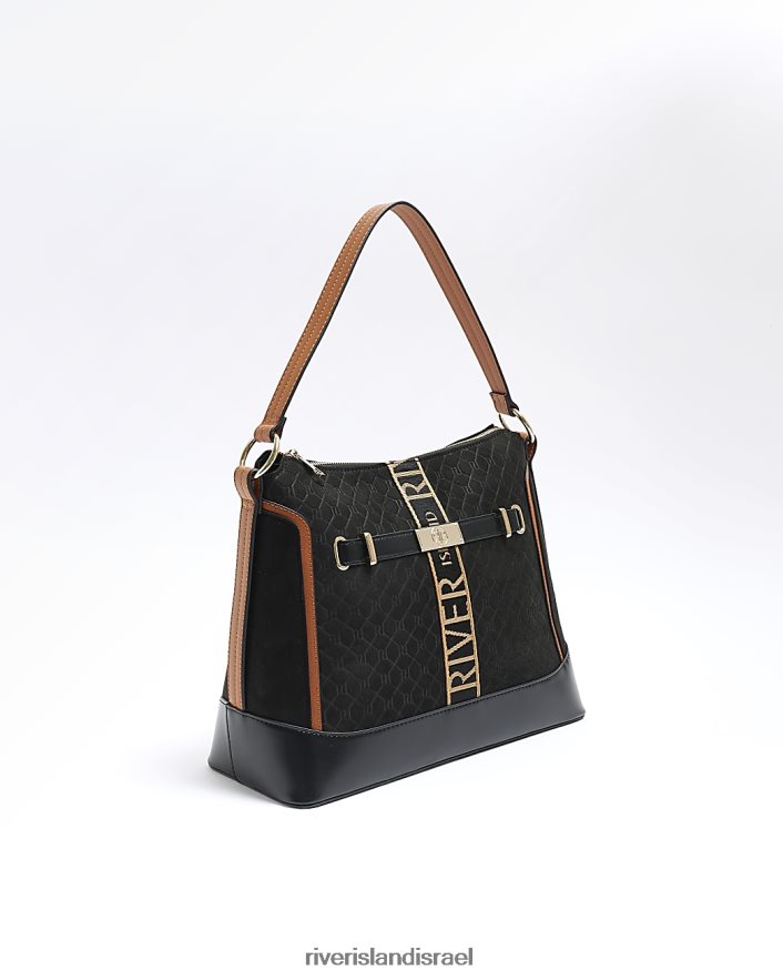 אביזרים River Island תיק כתף מונוגרמה ri שָׁחוֹר נשים BDZ408912