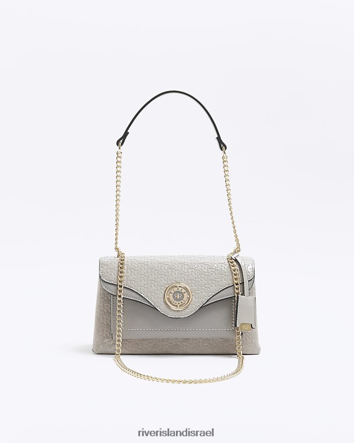 אביזרים River Island תיק כתף עם שרשרת בולטת ri אפור נשים BDZ408928