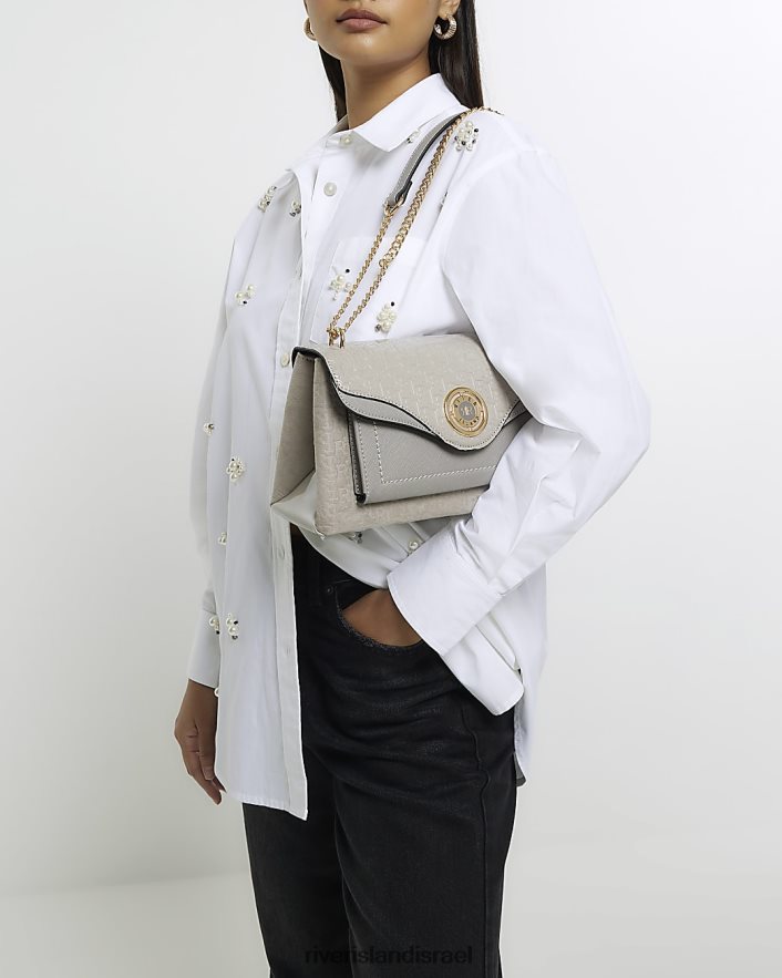 אביזרים River Island תיק כתף עם שרשרת בולטת ri אפור נשים BDZ408928