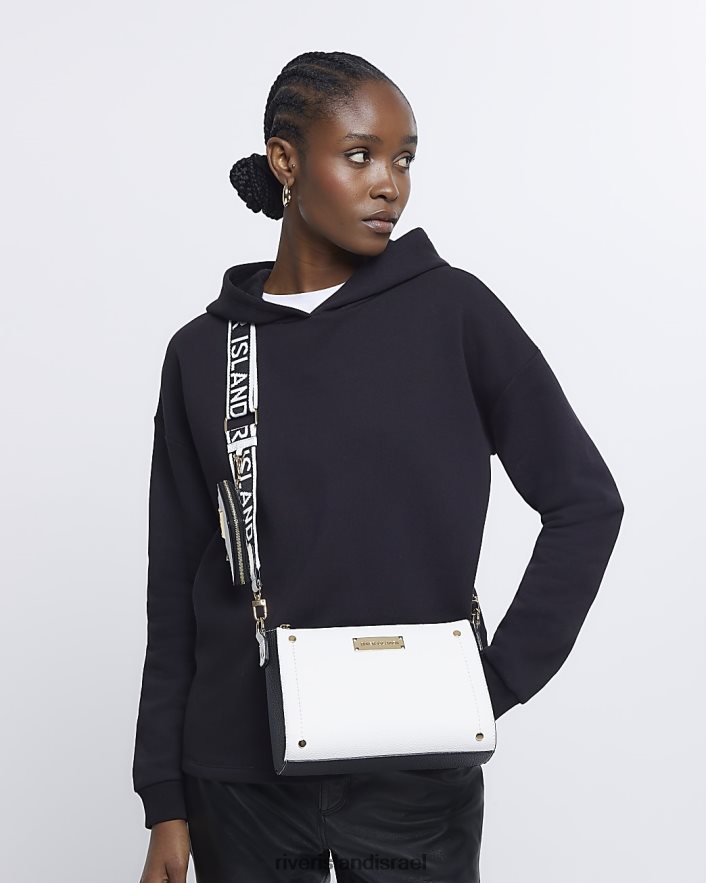 אביזרים River Island ri מונוגרמה תיק צולב גוף לבן נשים BDZ408971