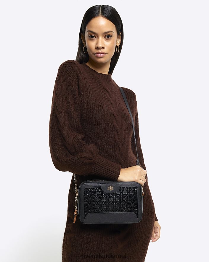 אביזרים River Island תיק קרוס גוף מובלט ri boxy שָׁחוֹר נשים BDZ4083766