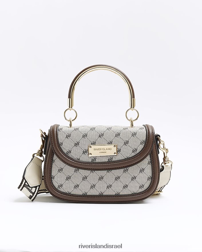 אביזרים River Island ri monogram mini cross body bag חום נשים BDZ408895