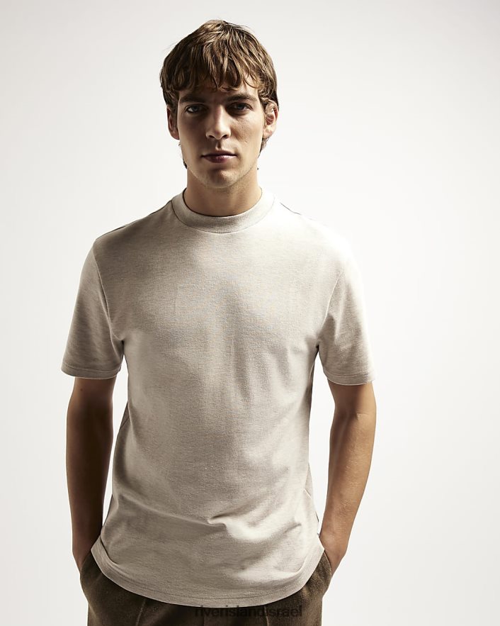 לבוש River Island חולצת טי של ri studio slim fit אקרו גברים BDZ4082563