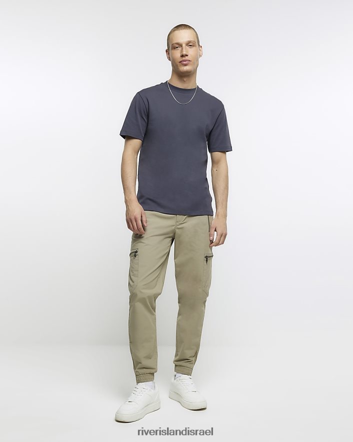 לבוש River Island חולצת טי של ri studio slim fit אפור גברים BDZ4082565