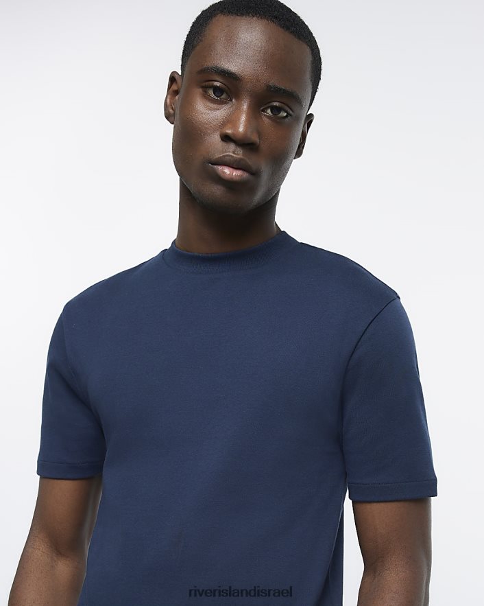 לבוש River Island חולצת טי של ri studio slim fit חיל הים גברים BDZ4082567