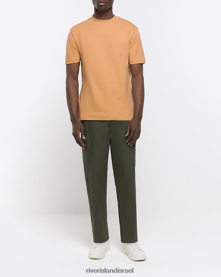 לבוש River Island חולצת טי של ri studio slim fit תפוז גברים BDZ4082568