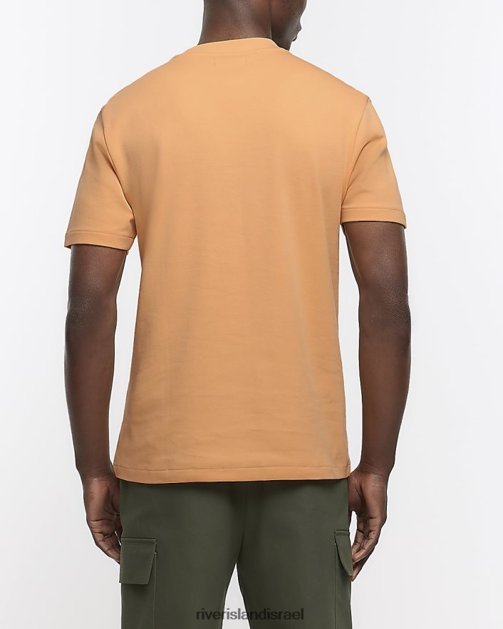 לבוש River Island חולצת טי של ri studio slim fit תפוז גברים BDZ4082568