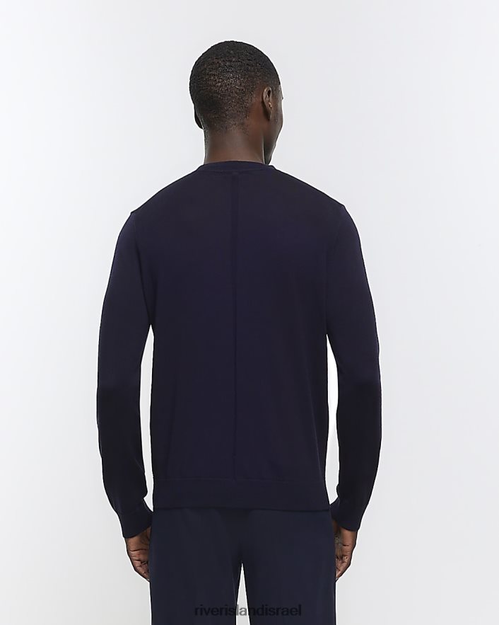לבוש River Island מגשר מרינו ri studio slim fit חיל הים גברים BDZ4082634