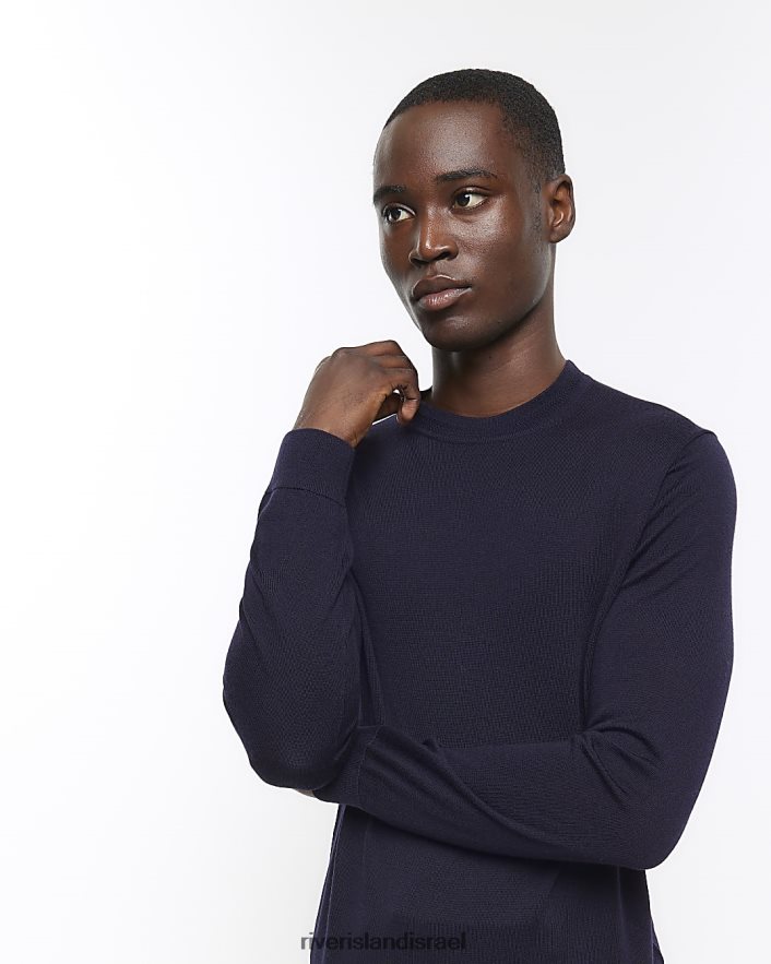 לבוש River Island מגשר מרינו ri studio slim fit חיל הים גברים BDZ4082634