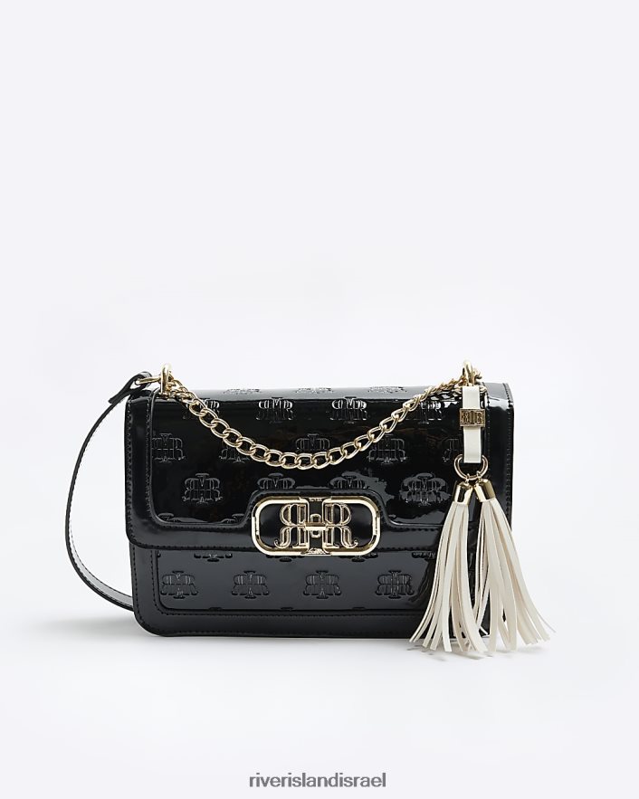 אביזרים River Island תיק פטנט מונוגרמה rr שָׁחוֹר נשים BDZ408525