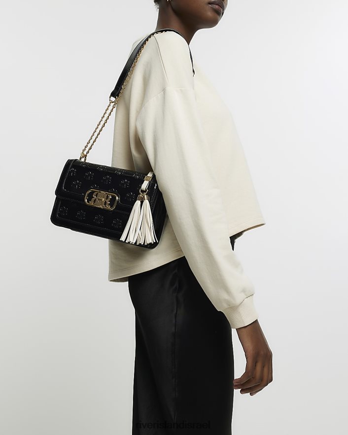 אביזרים River Island תיק פטנט מונוגרמה rr שָׁחוֹר נשים BDZ408525