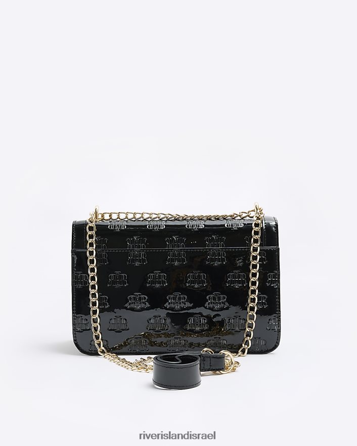 אביזרים River Island תיק פטנט מונוגרמה rr שָׁחוֹר נשים BDZ408525