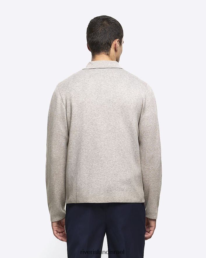 לבוש River Island קרדיגן סרוג עם רוכסן בכושר slim fit אֶבֶן גברים BDZ4082444