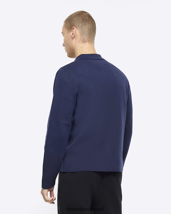 לבוש River Island קרדיגן סרוג עם רוכסן בכושר slim fit חיל הים גברים BDZ4082445