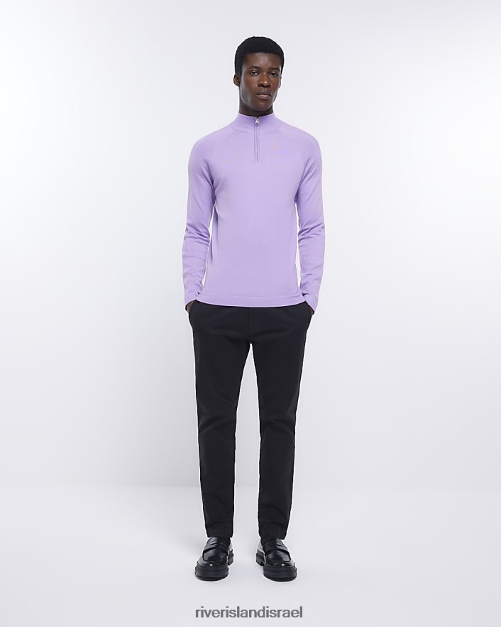 לבוש River Island מגשר חצי רוכסן בכושר slim fit סָגוֹל גברים BDZ4082879