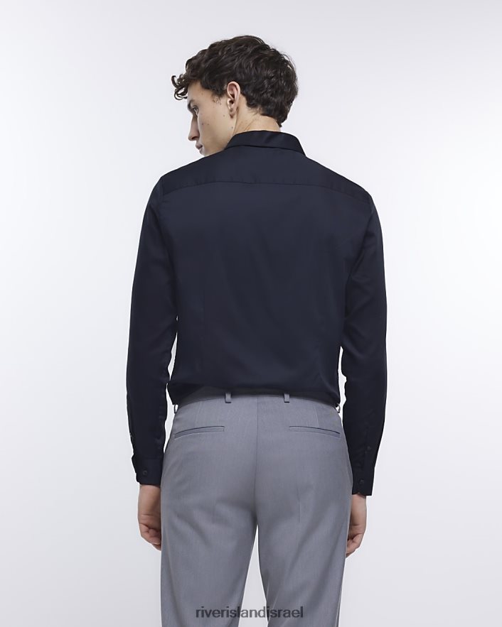לבוש River Island חולצת סאטן עם שרוולים ארוכים בכושר slim fit שָׁחוֹר גברים BDZ4085429